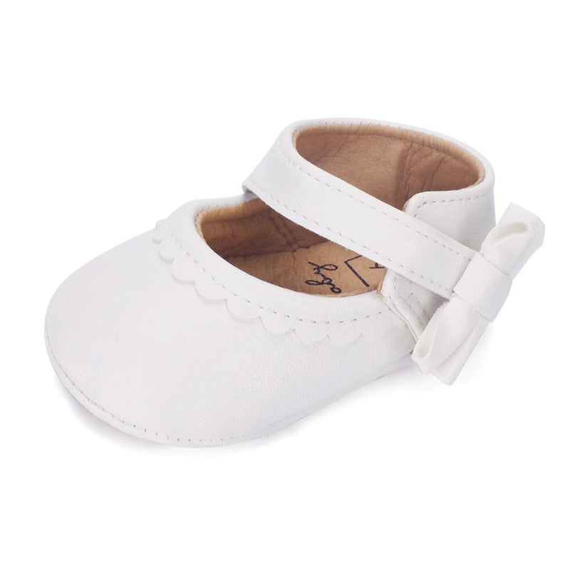 ESTAMICO Infant Baby Girls Ballet Flats Shoes Mary Jane Dress Shoes Toddler First Walkers White 6-12 Months - Image 1